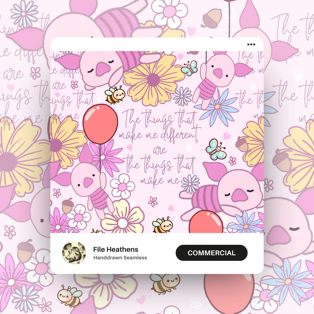Piglet Cute Floral Handdrawn Seamless File