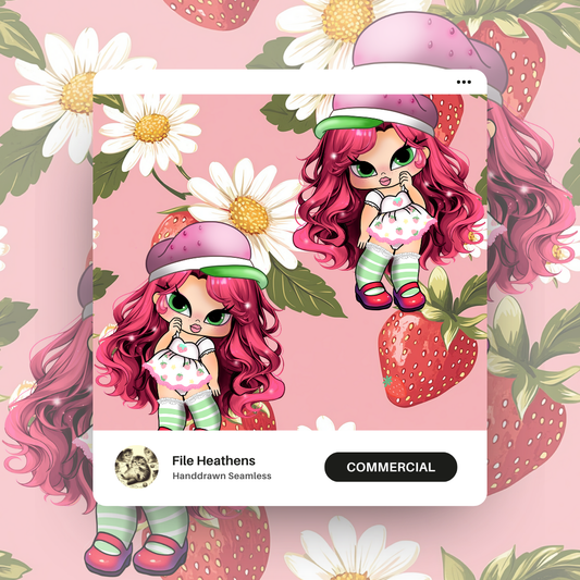 Baby Bratz Strawberry Shortcake Seamless File Handdrawn