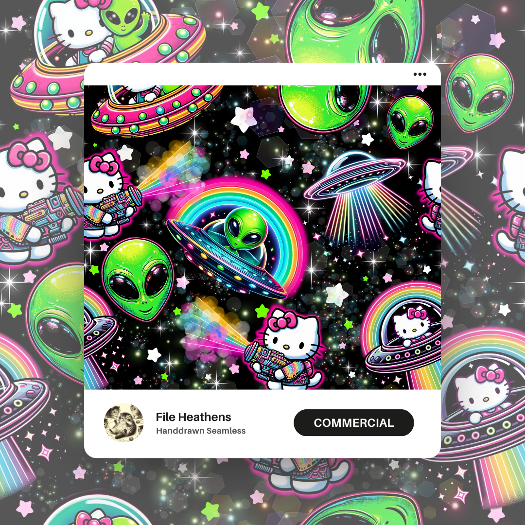 Aliens HK Kitty Lisa Frank Seamless File
