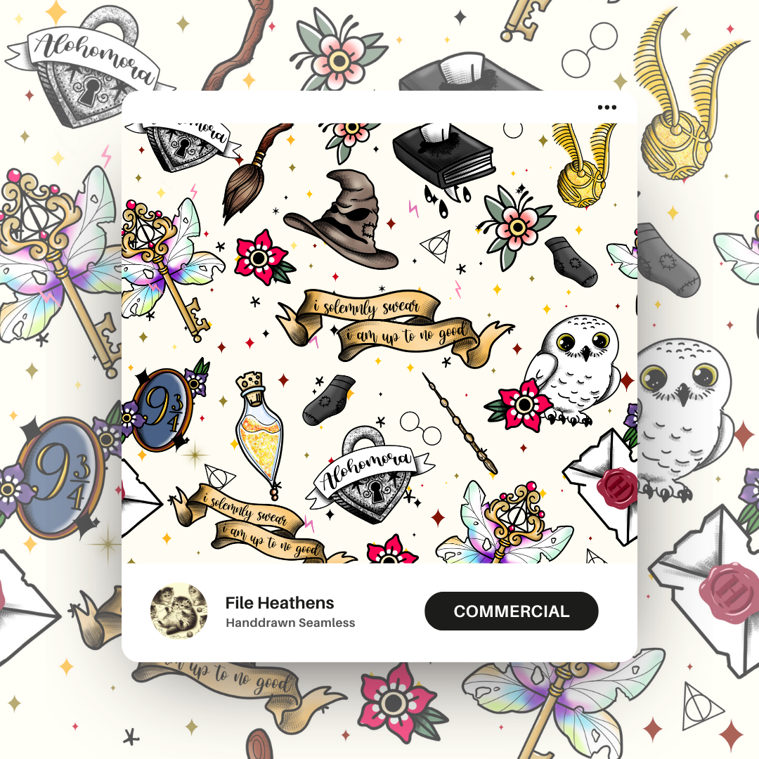 WIZARD Boy Tattoo Flash Seamless File