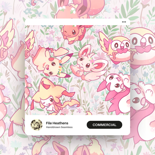 Floral Pocket Monsters Pink Seamless File