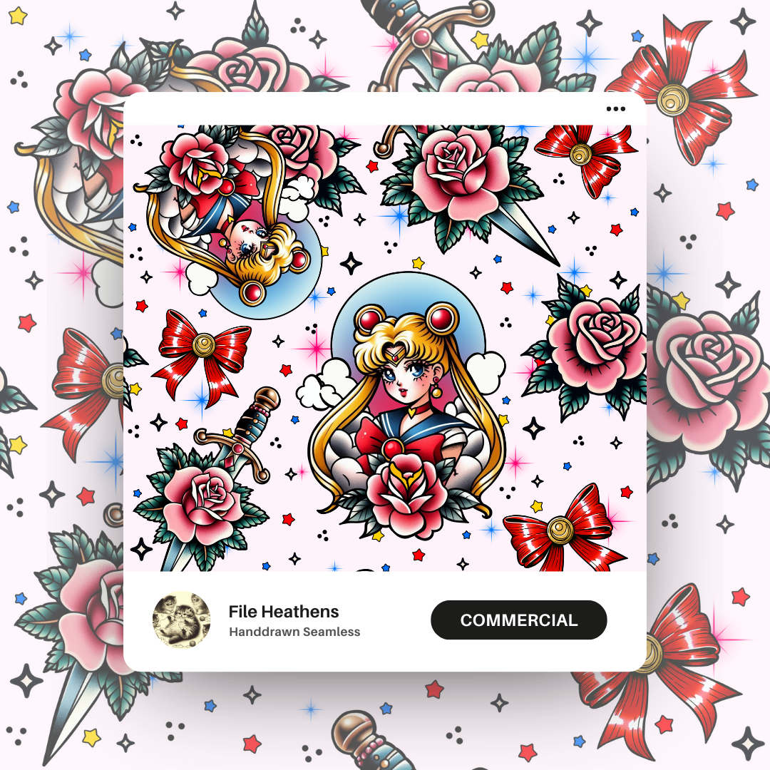 Traditional Tattoo Flash Moon Sailor