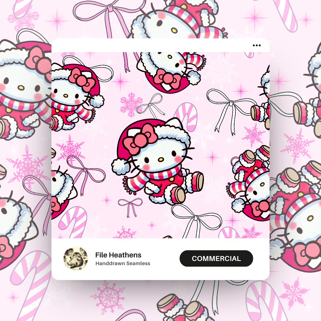 Christmas Kitty Handdrawn Seamless File