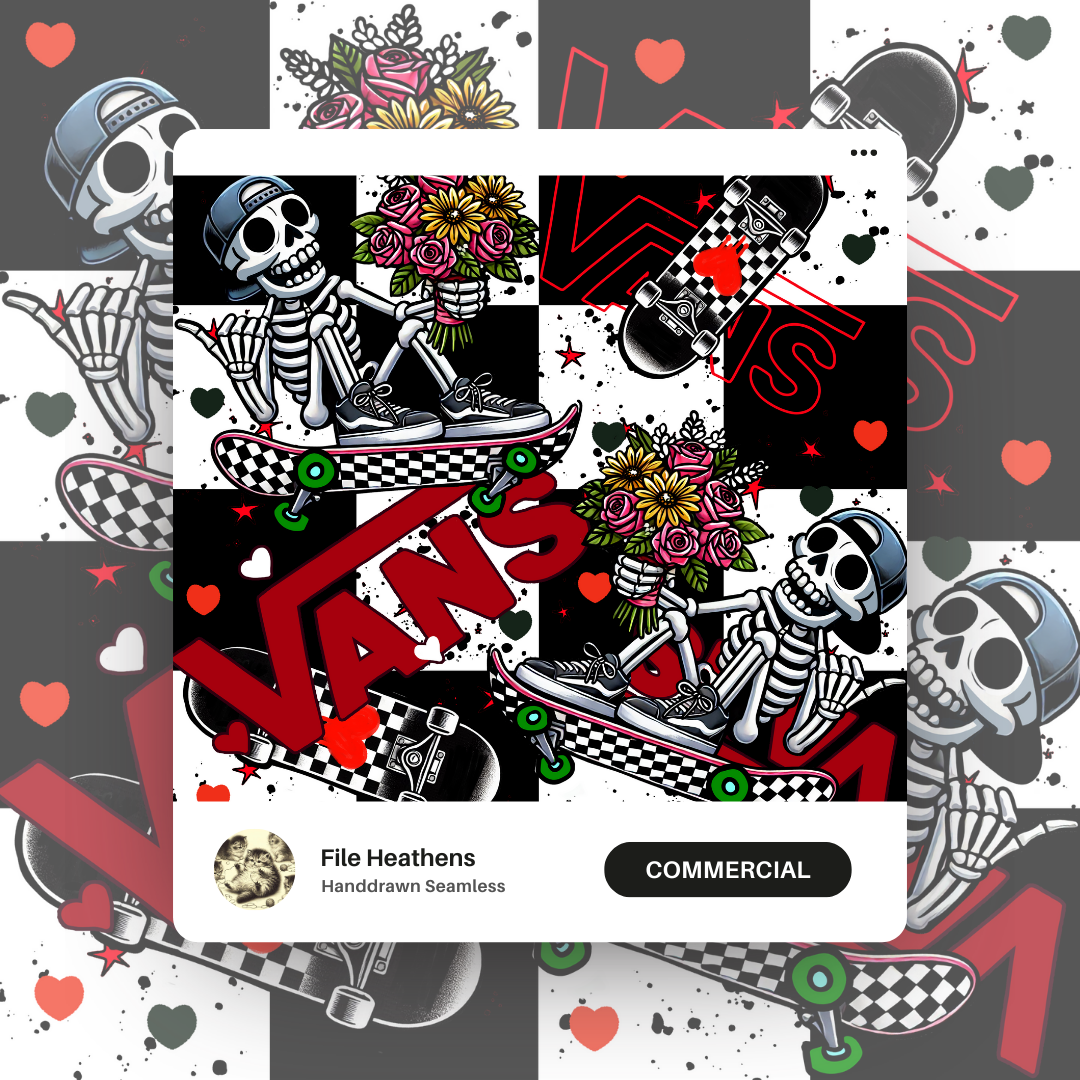 Boys Valentines Skeleton Vans Seamless File
