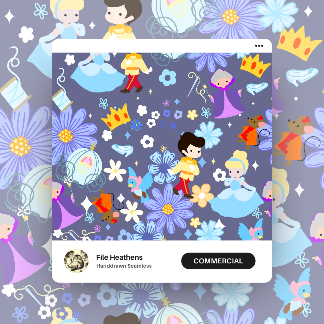 Little Cinderella Handdrawn Seamless File