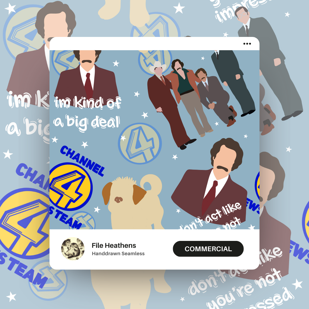 Anchorman Ron Burgundy Handdrawn Seamless File