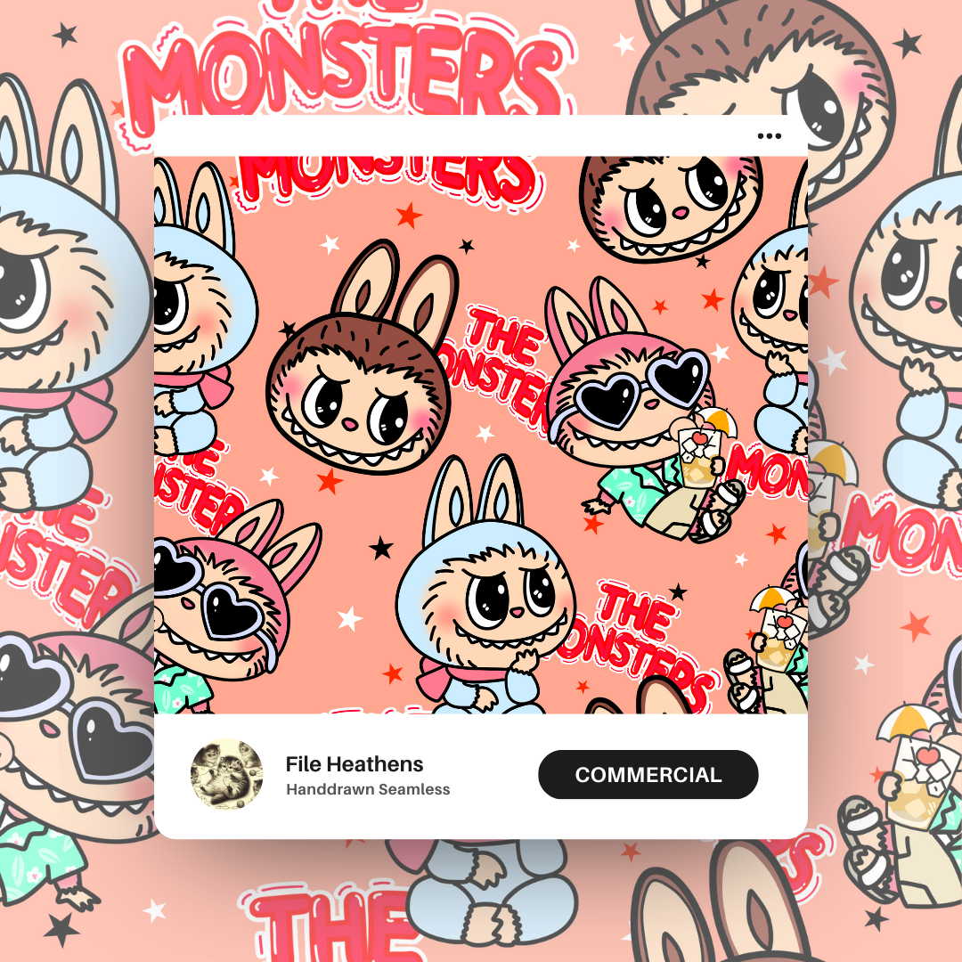 The Monsters LaBuBu Gender Neutral Handdrawn Seamless File