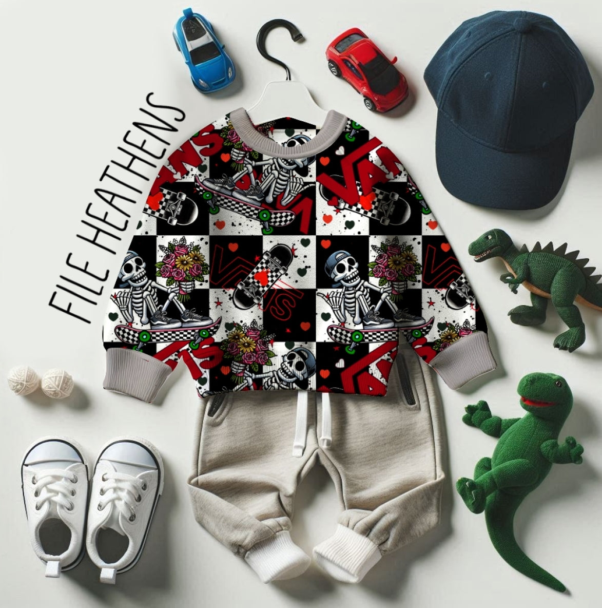 Boys Valentines Skeleton Vans Seamless File