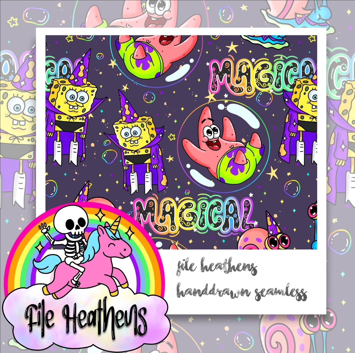 Spongebob Magical Wizard Handdrawn Seamless File