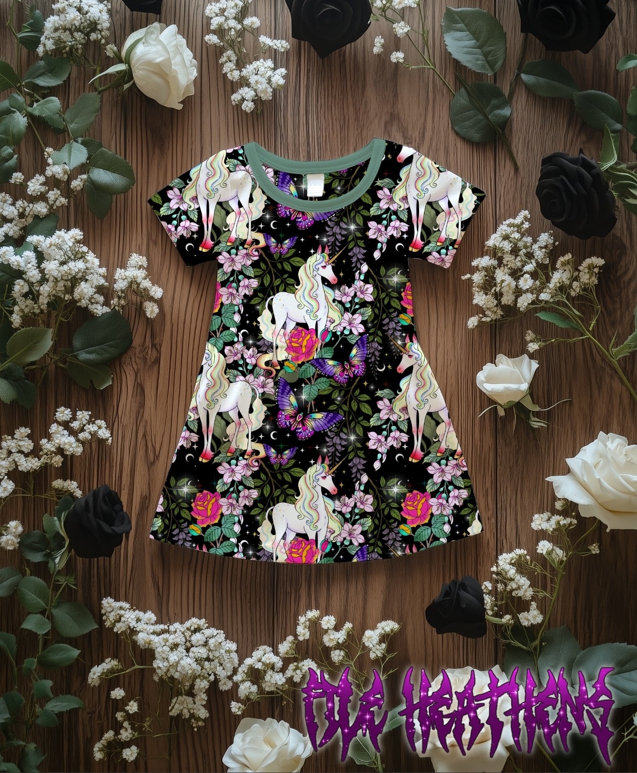 Black Unicorn Botanicam Gardens Handdrawn Seamless File