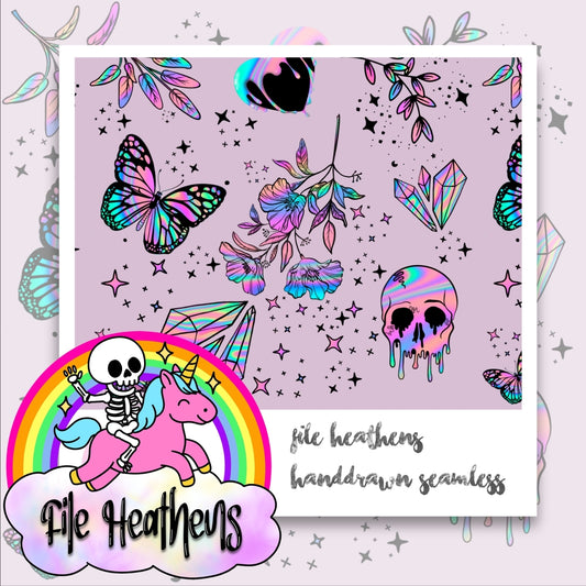 Holo Tie Dye Skulls Handdrawn Seamless File VAULT