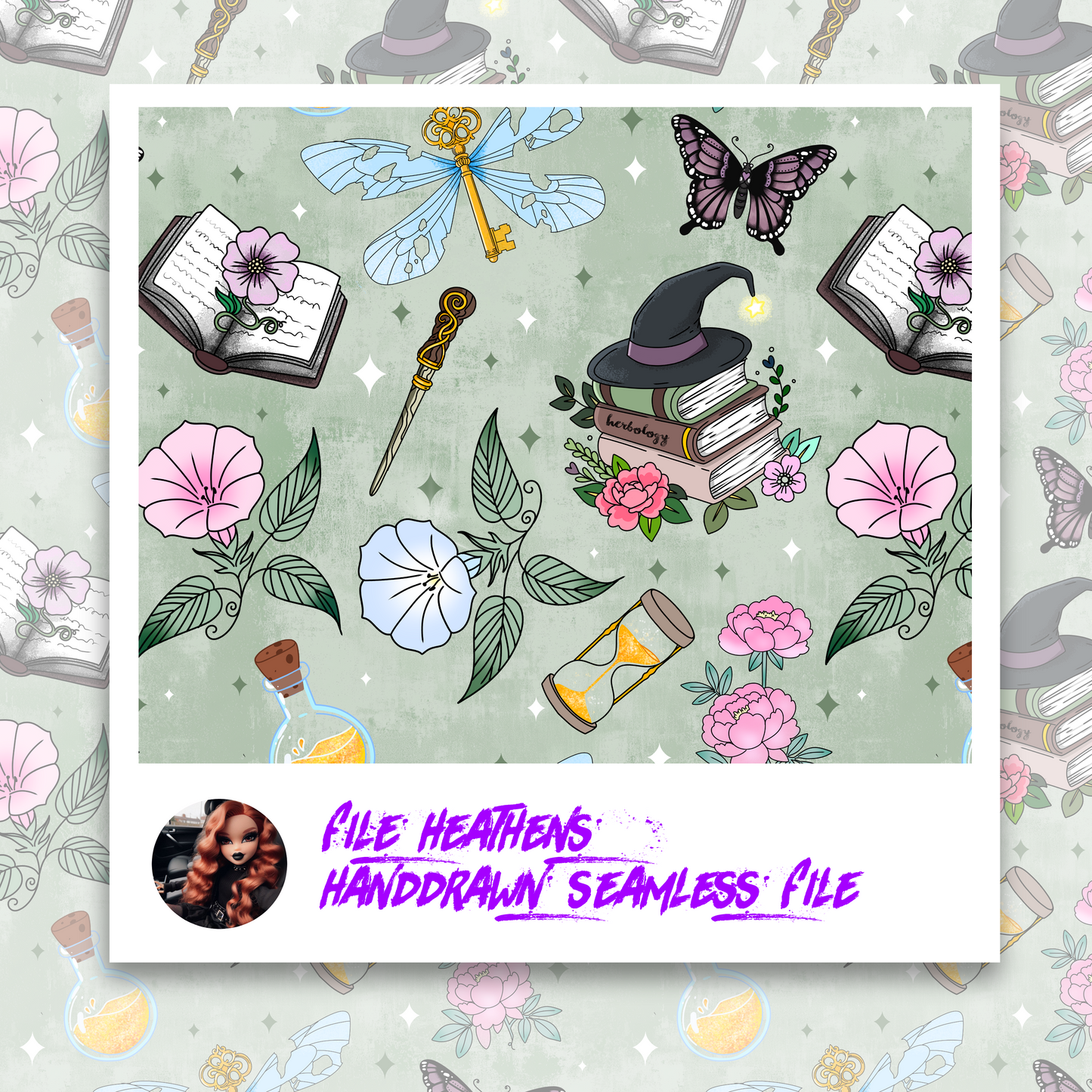 HP Herbology Floral Handdrawn Seamless File