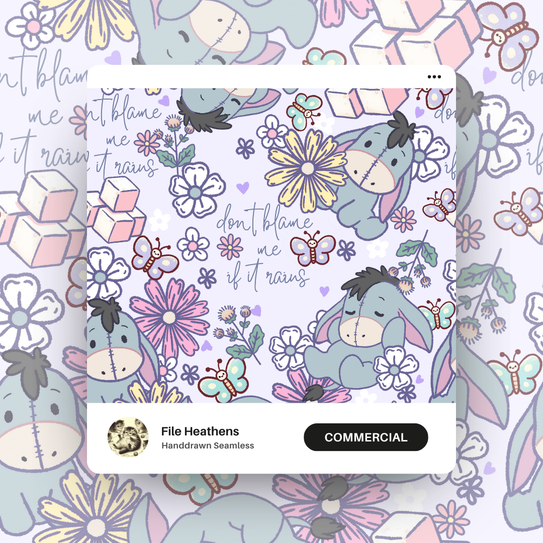 Eeyore Handdrawn Floral Seamless File