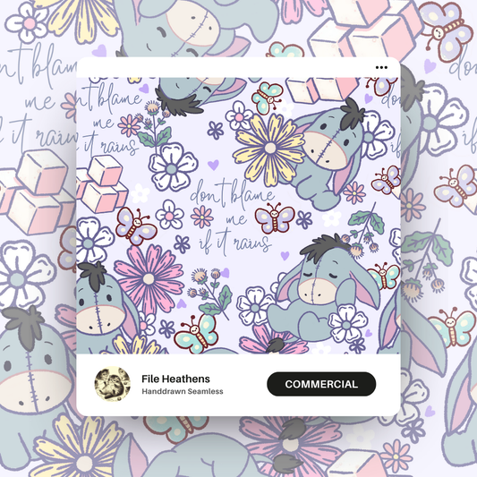 Eeyore Handdrawn Floral Seamless File
