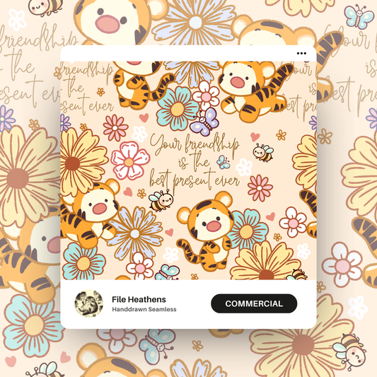 Tigger Floral Cute Handdrawn Seamless File