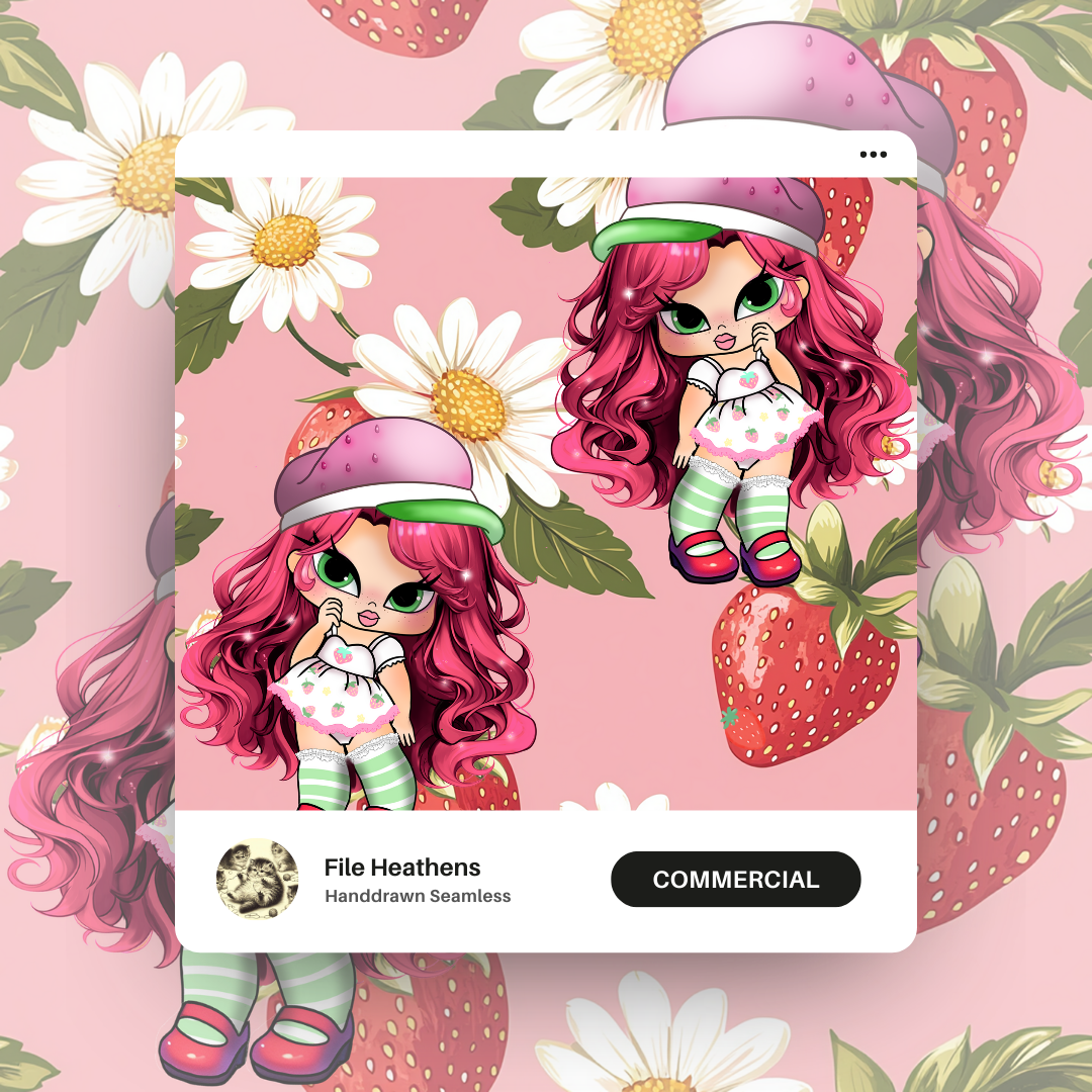 Baby Bratz Strawberry Shortcake Seamless File Handdrawn