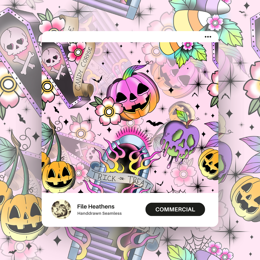 Halloween Tattoo Flash Handdrawn Seamless File