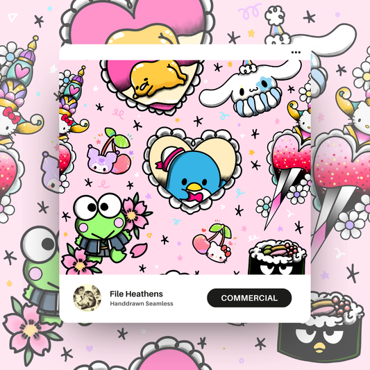 HK Tattoo Flash Kawaii Seamless File