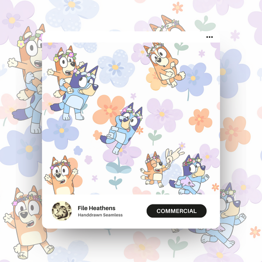Blue Heeler Sisters Floral Seamless File