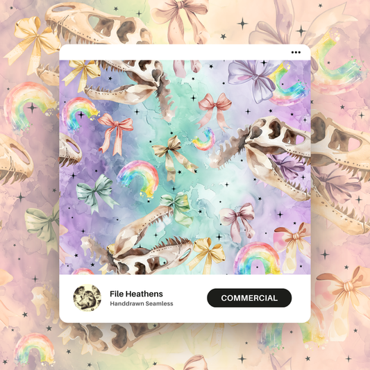 Dinosaur Bows Watercolor Seamless File