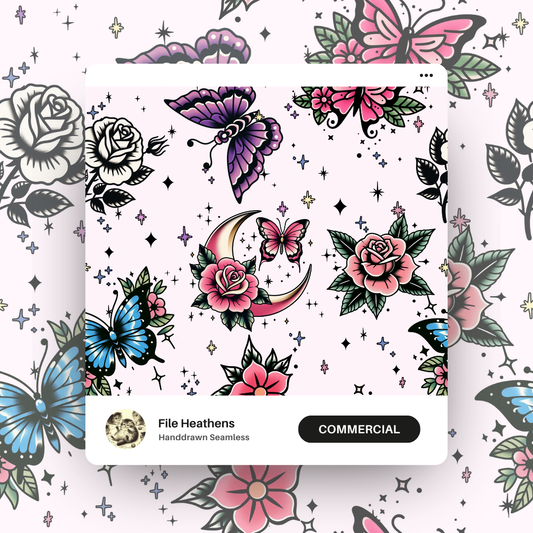 Butterfly American Traditional Tattoo Flash Seamless File