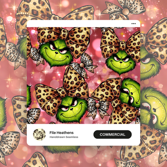 Glitter Grinch Christmas Seamless File