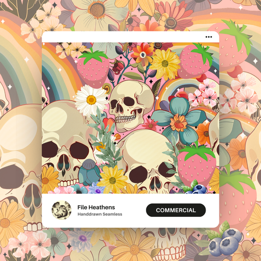 Spring Fling Skulls Berries Seamless File