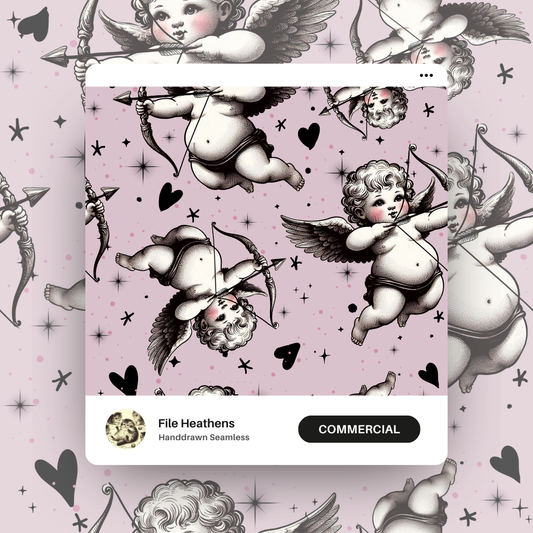 Ink Cupid Valentines Day Seamless File