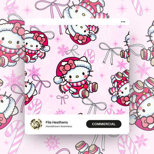 Christmas Kitty Handdrawn Seamless File