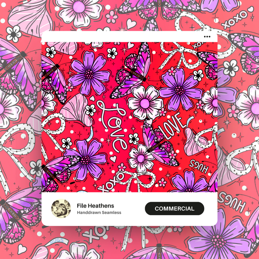 Valentines Love Butterflies and Kisses Seamless File