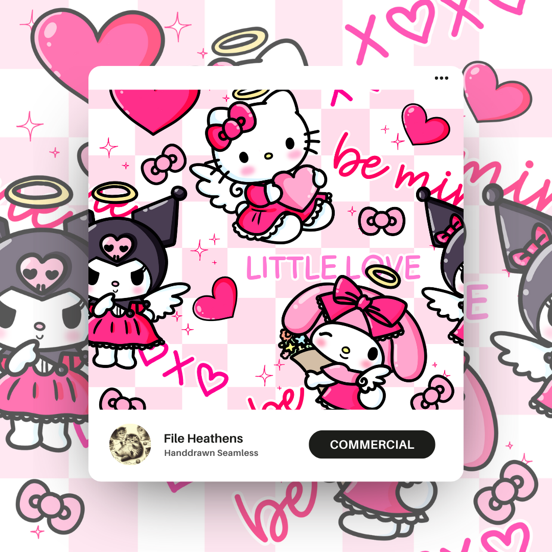 Adorable Valentines Kitty and Friends Seamless File