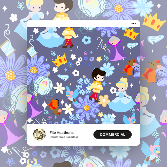 Little Cinderella Handdrawn Seamless File