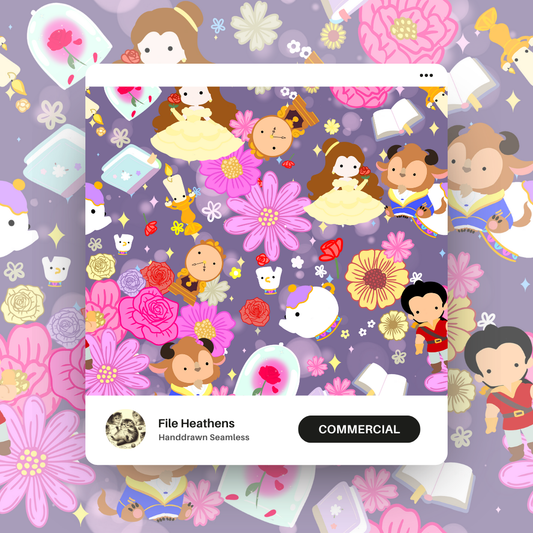 Little Beauty and the Beast Handdrawn Seamless File