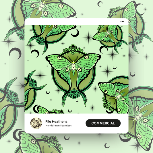Luna Moths Green Tattoo Seamless File