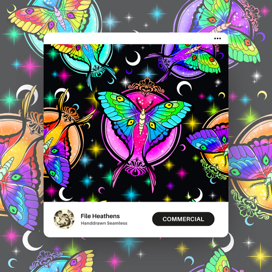 NEON Moths Tattoo Handdrawn Seamless File