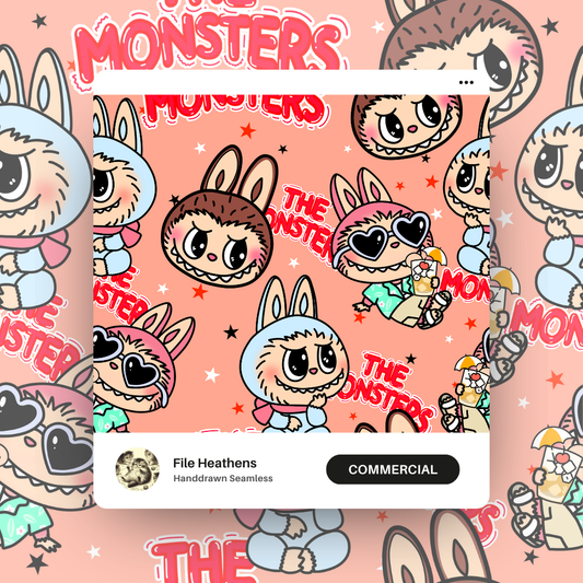 The Monsters LaBuBu Gender Neutral Handdrawn Seamless File