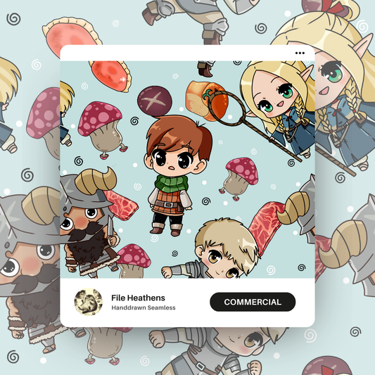 Delicious in Dungeon Chibi Handdrawn and Co Ord Seamless File