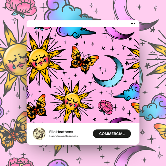 Too Cute Tattoo Handdrawn Seamless File