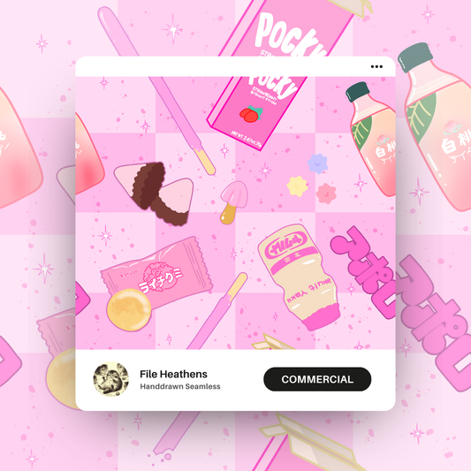 Japanese Pink Snacks 日本のピンクスナック Handdrawn Seamless File