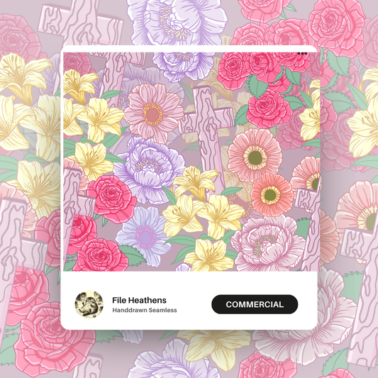 Mauve Florals Easter Christian Handdrawn Seamless File