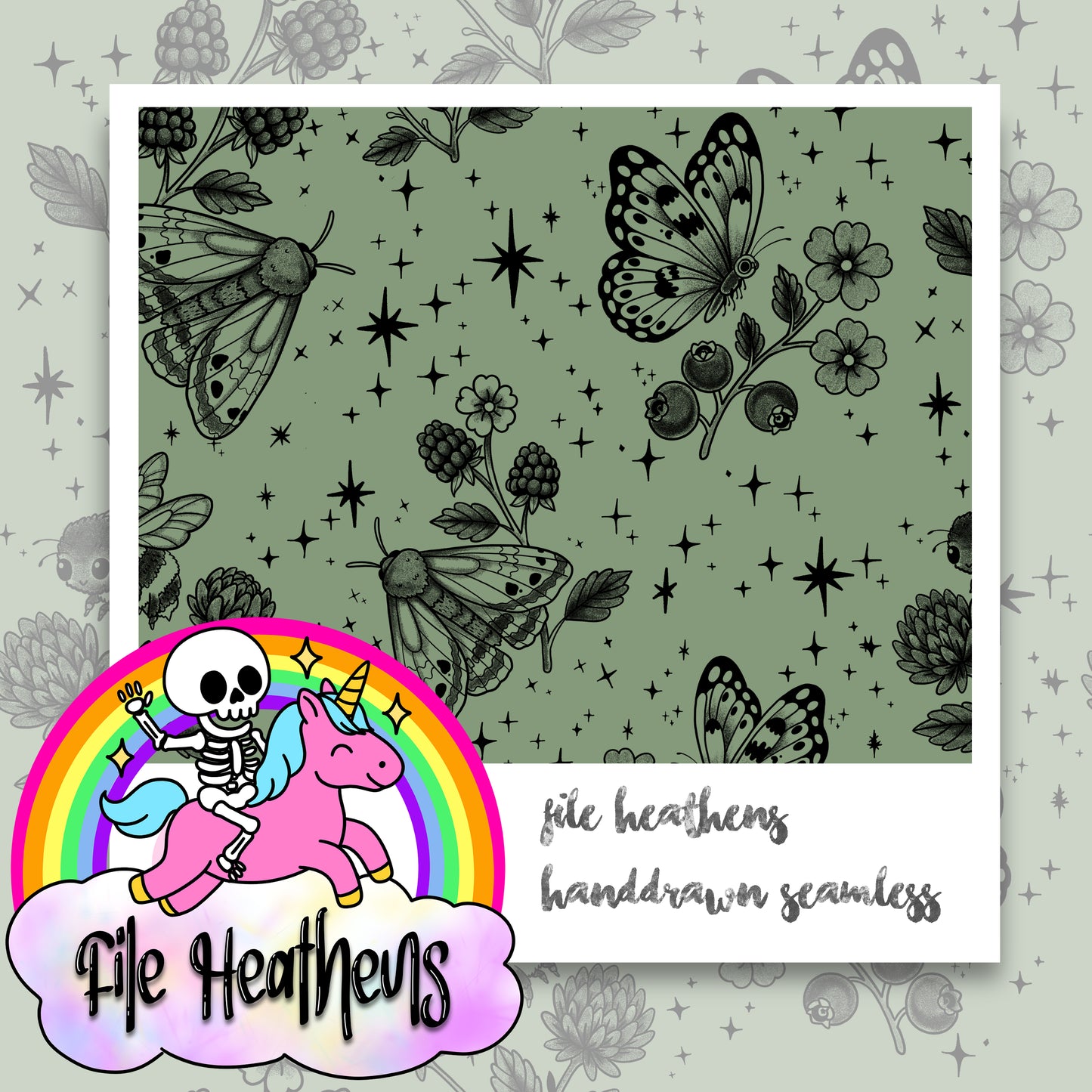 Botanical Flora Fauna Flash Handdrawn Seamless File