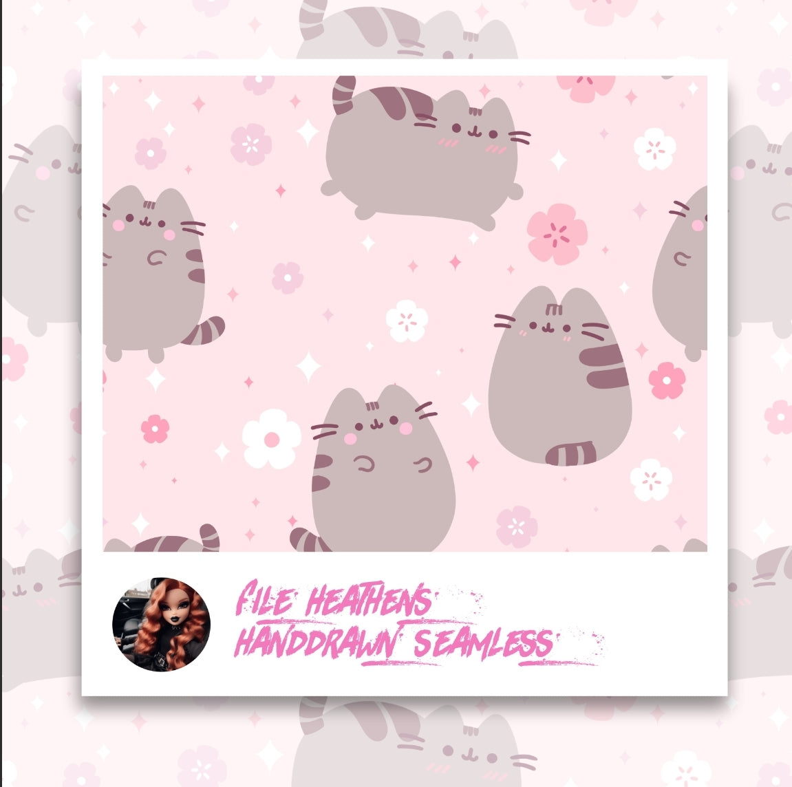 Pusheen Spring Time Sakura Seamless File