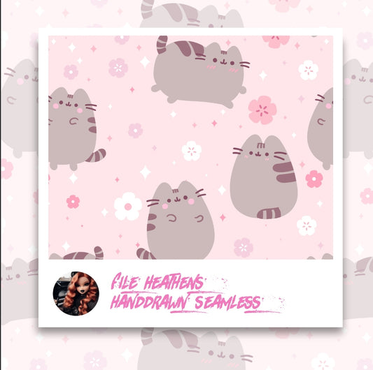 Pusheen Spring Time Sakura Seamless File