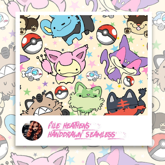 Poke Kitties Pokemon Cats Handdrawn Seamless File