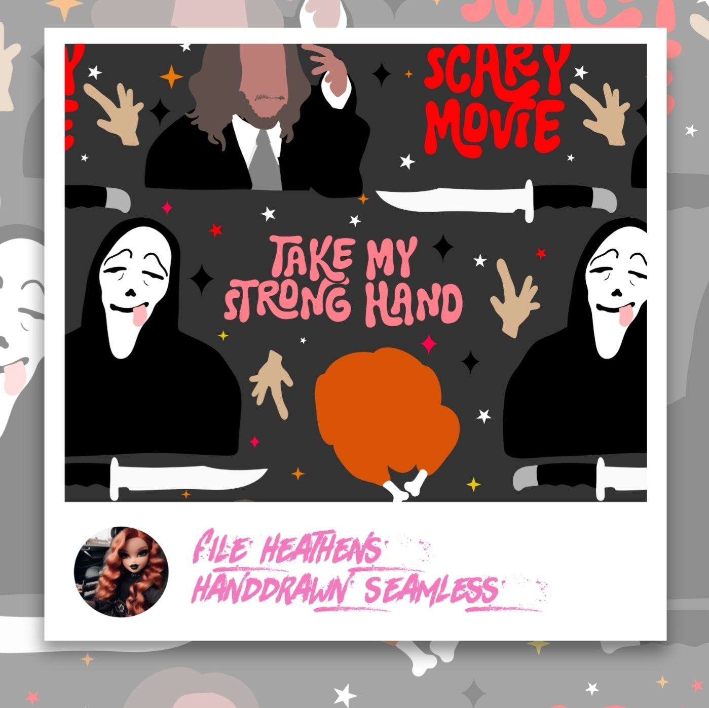 SCARY MOVIE Funny Handdrawn Seamless File