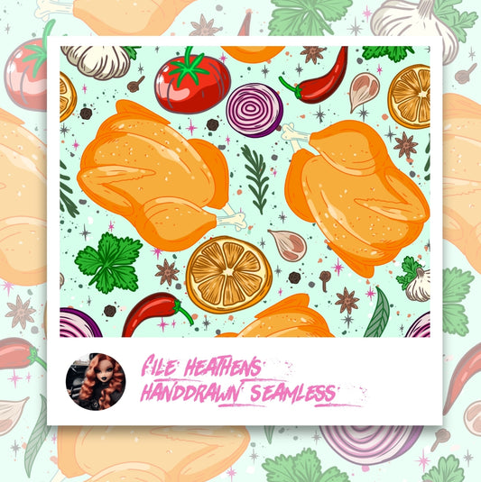 Chicken Let Her Cook Handdrawn Seamless File
