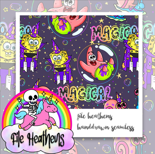 Spongebob Magical Wizard Handdrawn Seamless File