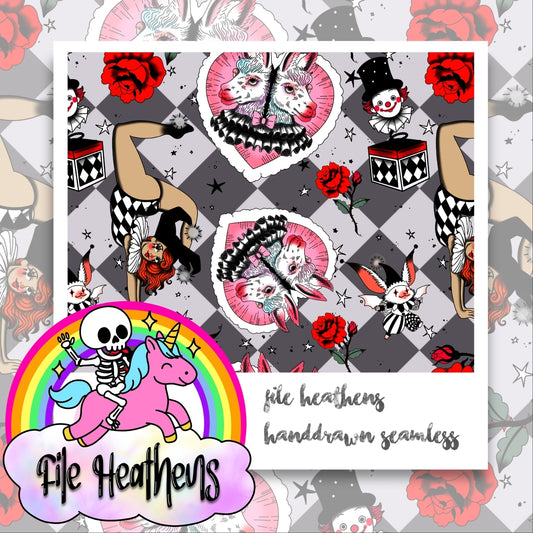 Circus Tattoo Flash Handdrawn Seamless File