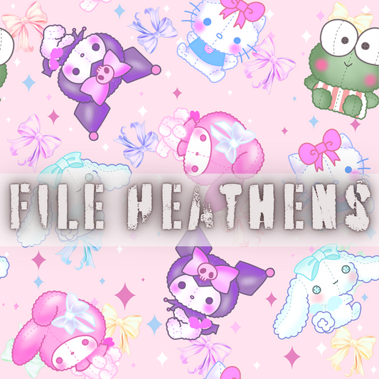 Kitty And Friends Plushies Handdrawn - Seamless File
