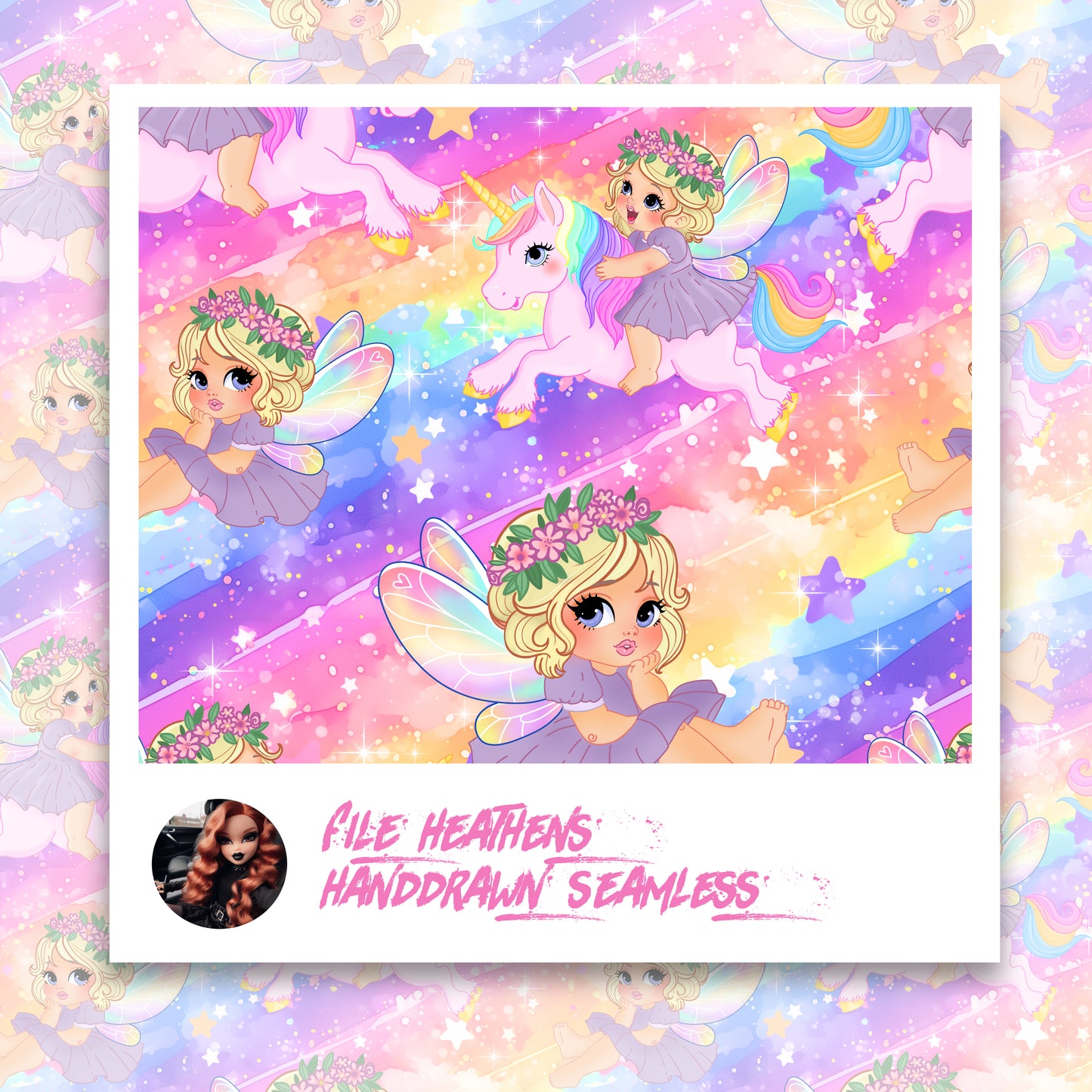 Unicorn Fairy Princess Cutie Handdrawn Seamless File